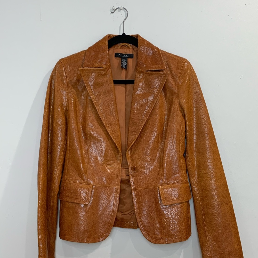 Laundry-Shelli Segal Croc Embossed Leather jacket - Picture 3 of 12